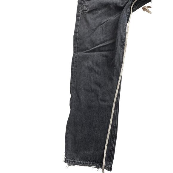 Agolde 90’s Crop Black Shutter Loose Fit Distressed Button Fly Denim Jeans Pants - Picture 15 of 15